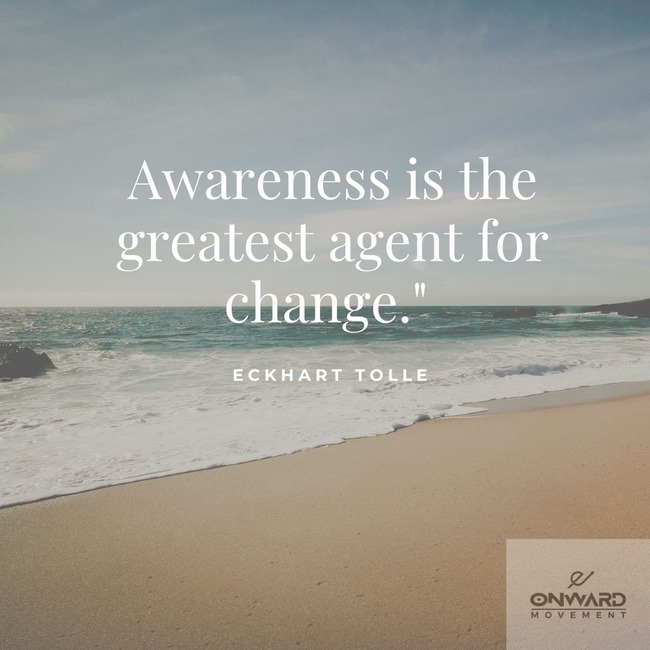 Photo of beach with quote on awareness