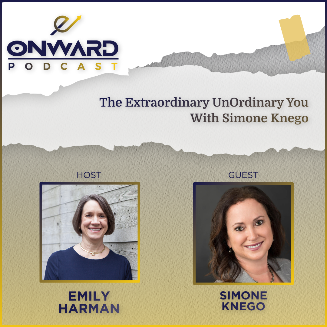 Onward Podcast logo and photo of guest and host