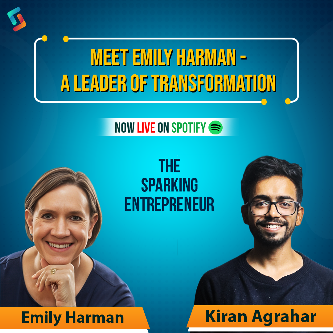 Image featuring Emily and Kiran, the host of The Sparking Entrepreneur podcast, engaged in a conversation, discussing the transformative power of mental fitness and the journey of becoming a coach.